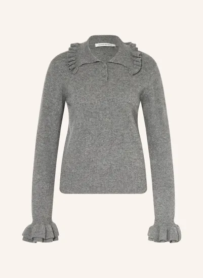 Alcidia da Veiga Cashmere-Pullover mit Rüschen GRAU