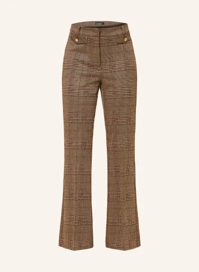 CAMBIO Bootcut-Hose FLEUR CROPPED DUNKELBRAUN / HELLBRAUN / DUNKELROT