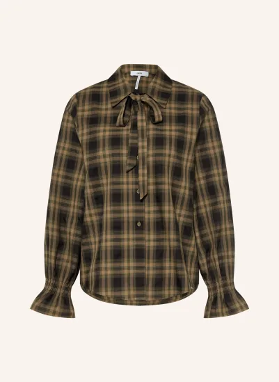 CINQUE Hemdbluse CITRAMP mit Rüschen und abnehmbarer Schluppe CAMEL / DUNKELGRÜN / SCHWARZ