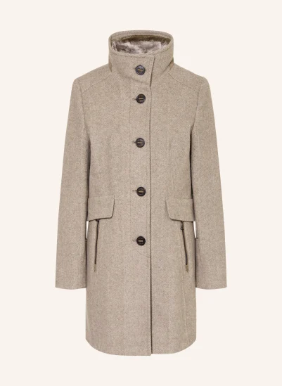 GIL BRET Wollmantel mit Kunstfell BEIGE / ECRU / TAUPE