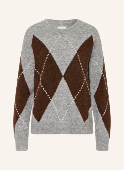 Part Two Pullover SORAYASPW mit Alpaka GRAU / DUNKELBRAUN / WEISS