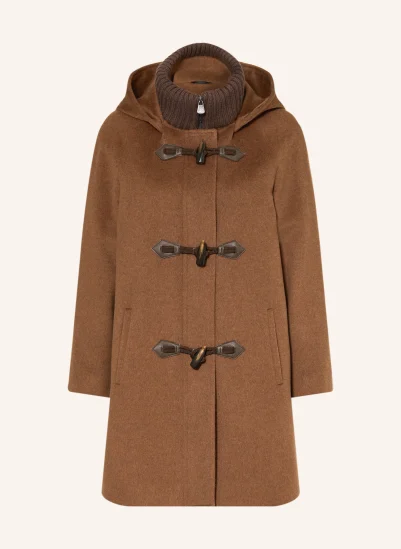 CINZIA ROCCA Dufflecoat mit abnehmbarer Kapuze BRAUN / DUNKELBRAUN
