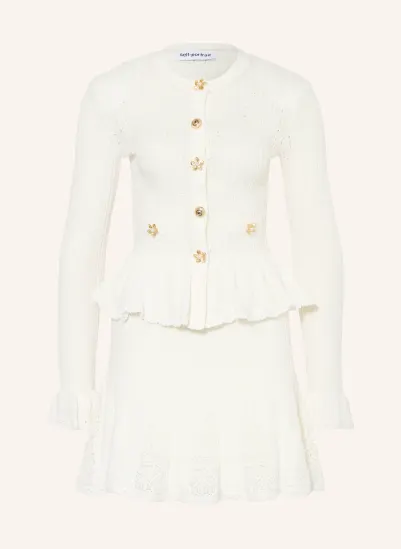 self-portrait Knitted dress with decorative beads and ruffles