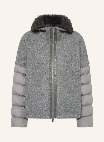 MILESTONE Jacke MSANNIE im Materialmix GRAU / DUNKELGRAU