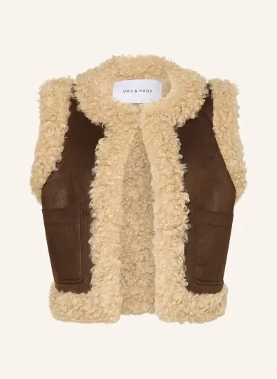 MRS & HUGS Leather-look vest with faux fur