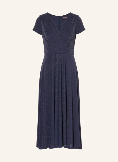 Vera Mont Jerseykleid in Wickeloptik mit Glitzergarn DUNKELBLAU / SILBER