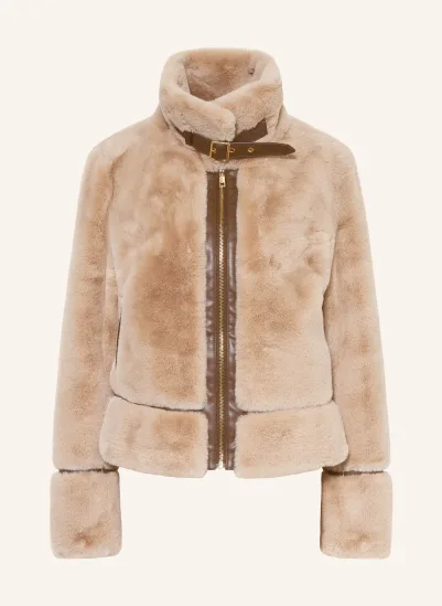 RINO & PELLE Kunstfell-Jacke LAMBRA BEIGE / BRAUN
