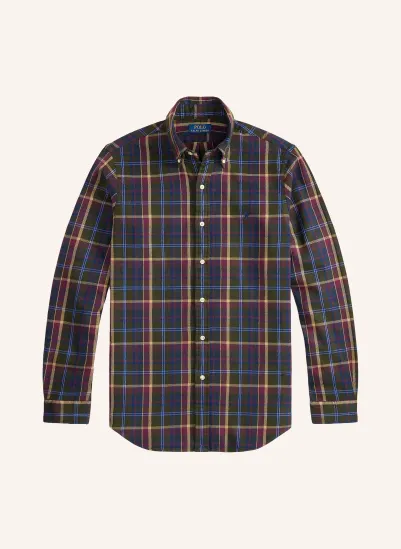 POLO RALPH LAUREN Flanellhemd Custom Fit OLIV / BEIGE / DUNKELROT