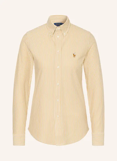 POLO RALPH LAUREN Hemdbluse aus Piqué CAMEL / WEISS
