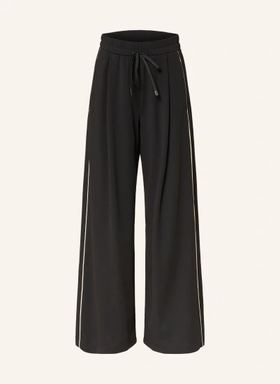 WEEKEND Max Mara Marlenehose GODEZIA aus Jersey mit Galonstreifen SCHWARZ / CREME