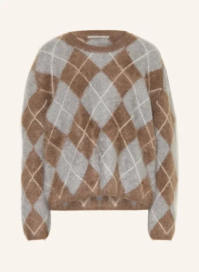 (THE MERCER) N.Y. Cashmere-Pullover GRAU / BRAUN