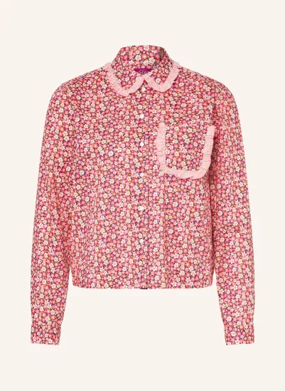 TONNO & PANNA Hemdbluse mit Rüschen PINK / CREME / DUNKELLILA