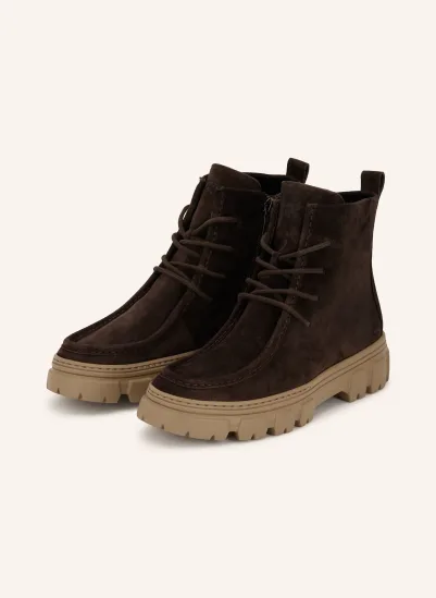paul green Schnürboots DUNKELBRAUN / TAUPE