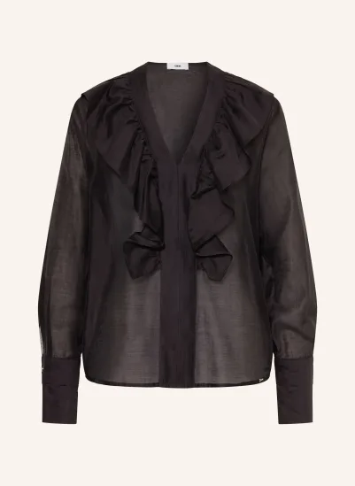 CINQUE Blusenshirt CIPIERA mit Rüschen SCHWARZ