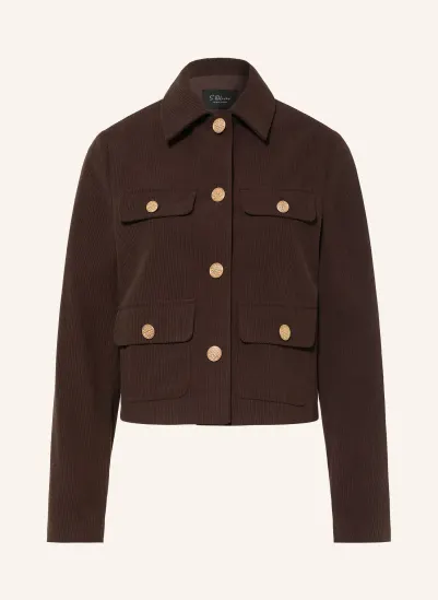 s.Oliver BLACK LABEL Kastenjacke aus Cord DUNKELBRAUN
