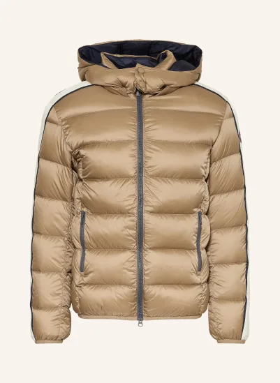 COLMAR Daunenjacke mit abnehmbarer Kapuze HELLBRAUN / ECRU / DUNKELBLAU