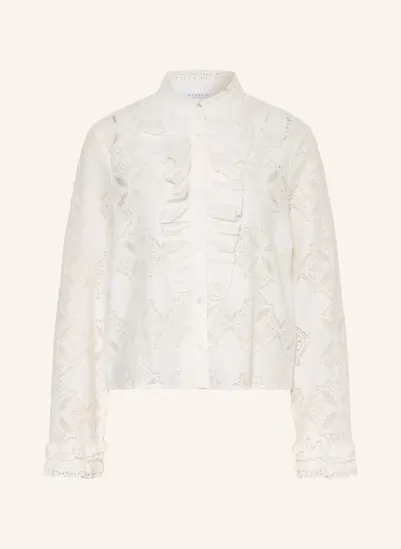 Rich & Royal Blusenshirt aus Lochspitze mit Rüschen WEISS