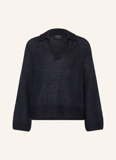 MARC CAIN Knit polo shirt with alpaca and mohair