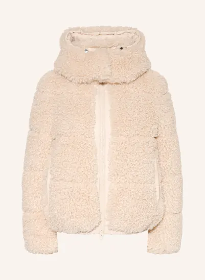 SAVE THE DUCK Kunstfell-Jacke LENORA mit abnehmbarer Kapuze ECRU