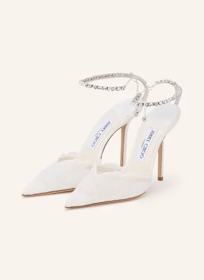 JIMMY CHOO SAEDA 100 Slingback pumps with Rhinestones