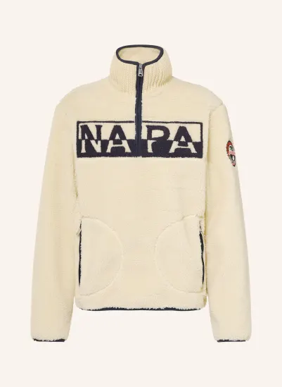NAPAPIJRI Fleece-Troyer ARCHIVE CREME / DUNKELBLAU / SCHWARZ