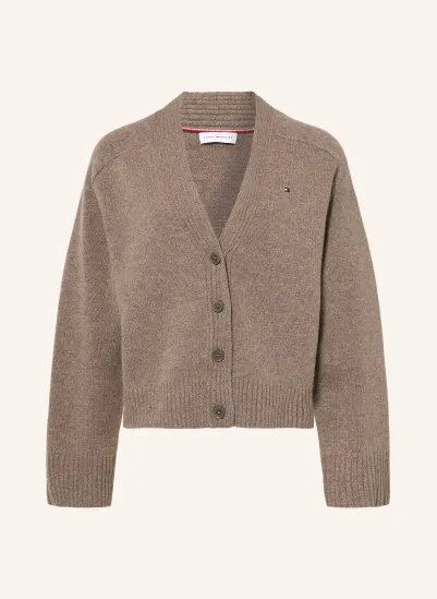 TOMMY HILFIGER Strickjacke TAUPE