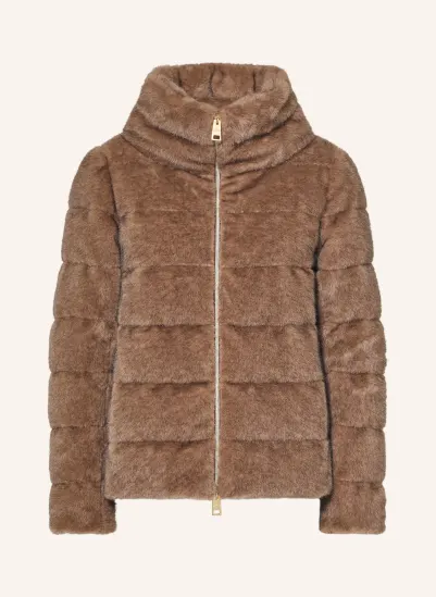 HERNO Daunenjacke mit Kunstfell BRAUN