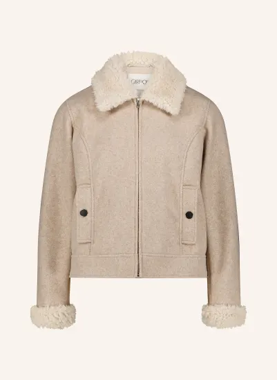 CARTOON Kastenjacke mit Teddyfell BEIGE / CREME