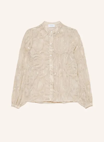 Rich & Royal Bluse mit Pailletten BEIGE