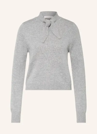 Rich & Royal Pullover mit Cashmere und Schluppe HELLGRAU