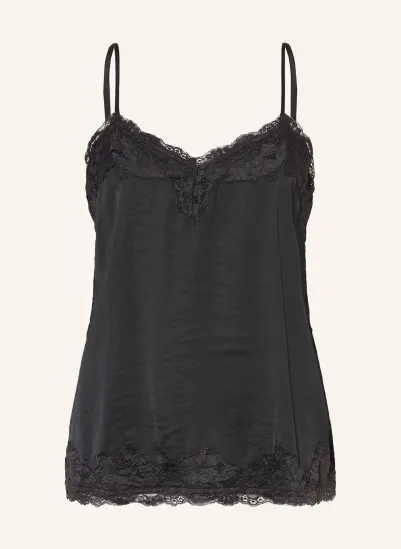 oui Satin top with lace