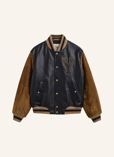 GANT Lederblouson im Materialmix DUNKELBLAU / BRAUN / BEIGE