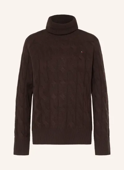 TOMMY HILFIGER Rollkragenpullover DUNKELBRAUN
