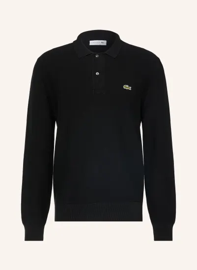 LACOSTE Strick-Poloshirt SCHWARZ