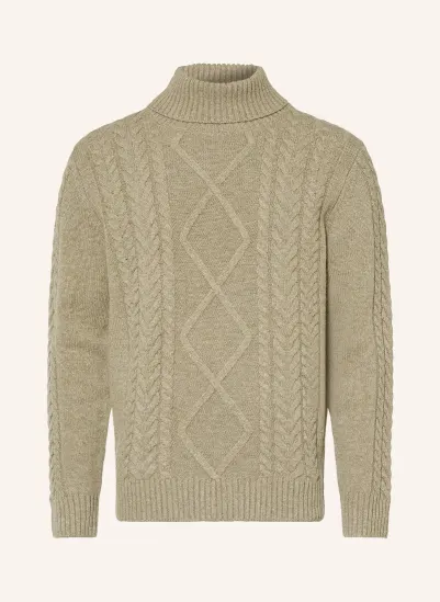 HACKETT LONDON Rollkragenpullover mit Merinowolle KHAKI