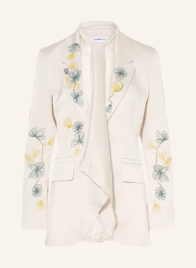 MARELLA Blazer MLLTEMA mit abnehmbarem Schal ECRU / HELLGRÜN / PETROL