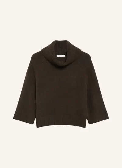 COMMA Rollkragenpullover mit 3/4-Arm DUNKELBRAUN