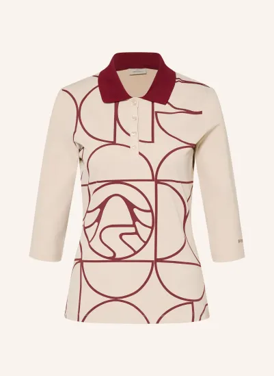 SPORTALM Funktions-Poloshirt mit 3/4-Arm BEIGE / DUNKELROT