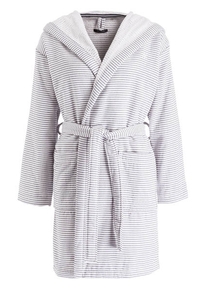 Marc O'Polo Unisex bathrobe MIRO with hood, Color: WHITE/ NAVY STRIPED (Image 1)