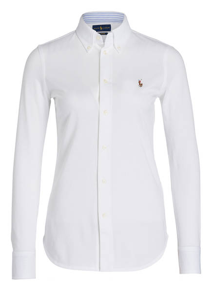 POLO RALPH LAUREN Piqué shirt blouse, Color: WHITE (Image 1)