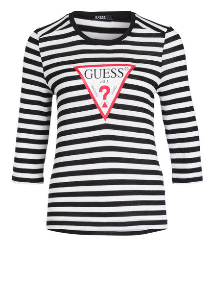 Weiss T Guess Gestreift shirt Schwarz w7FHpxCqa