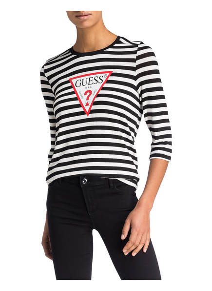 Weiss T Guess Gestreift shirt Schwarz w7FHpxCqa