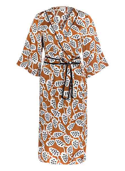 amp; Hugs Schwarz Mrs Mit arm Wickelkleid Cognac 3 4 Weiss OFqwax