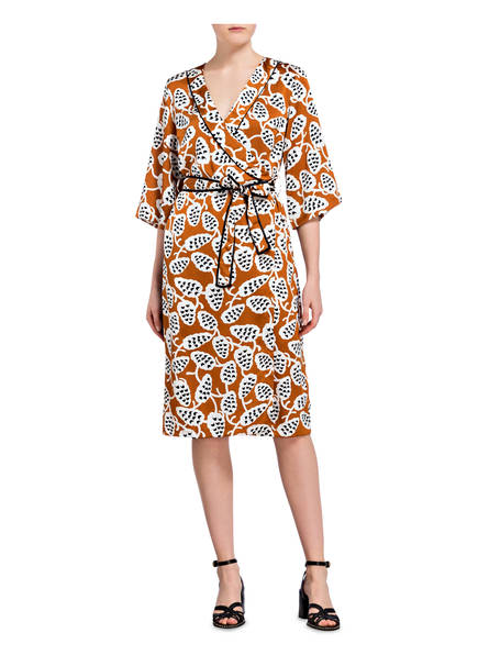 amp; Hugs Schwarz Mrs Mit arm Wickelkleid Cognac 3 4 Weiss OFqwax