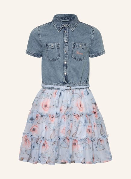 GUESS Kleid im Materialmix mit Schmucksteinen