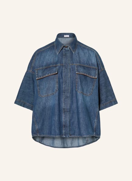 BRUNELLO CUCINELLI Jeansbluse mit Schmucksteinen