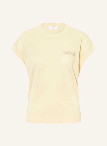 PESERICO Knitted shirt with linen and decorative beads