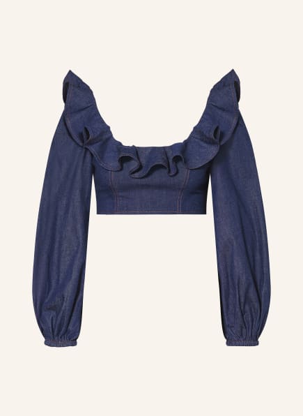 ZIMMERMANN ASTER Denim Blouse with Ruffles