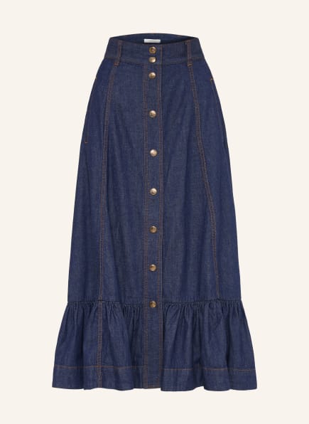 ZIMMERMANN ASTER denim skirt with ruffles