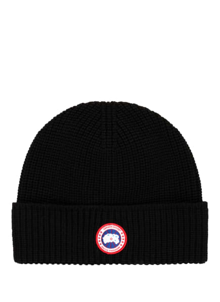 Canada Goose Wolle Mütze mit Logo-Patch in Schwarz Damen Herren Accessoires Herren Hüte Caps & Mützen 